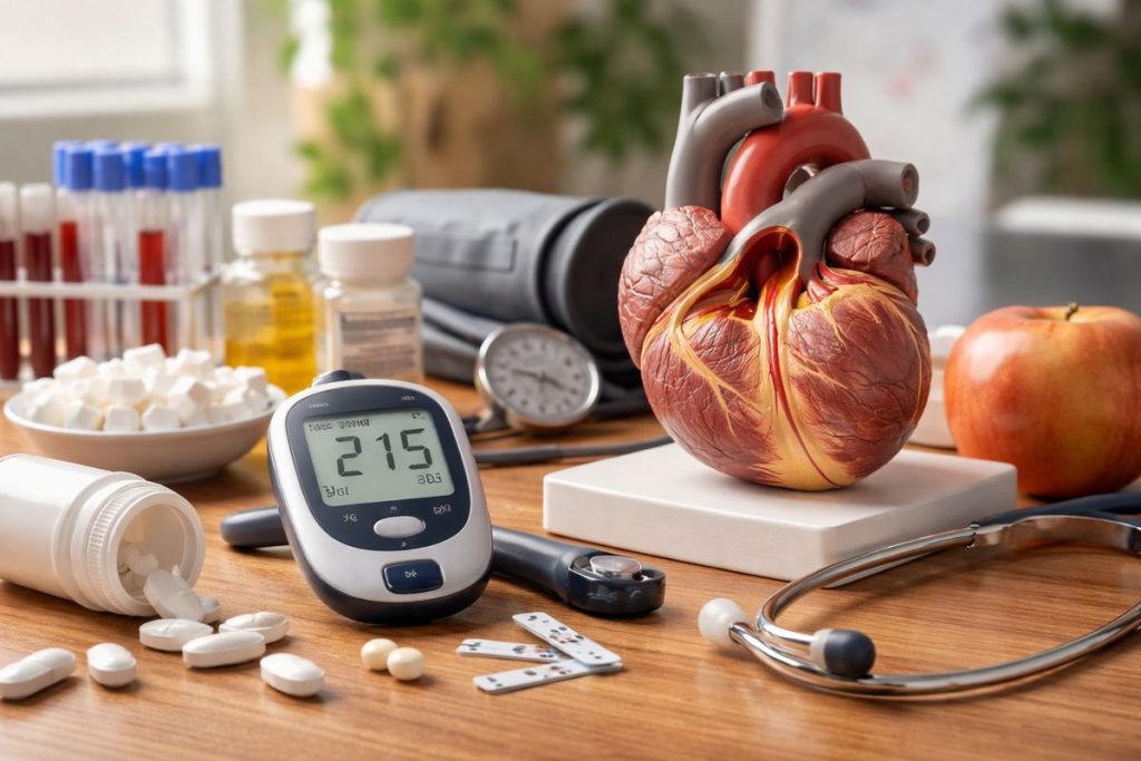 Diabetes and vascular health, Diabetic vascular disease, High blood sugar blood vessels, Peripheral artery disease diabetes, Diabetic foot ulcer treatment, PAD treatment Ahmedabad, Vascular surgeon in Vastrapur, Dr Aakash Joshi CTVS, Non healing ulcer treatment, Endovascular angioplasty Ahmedabad, Sanjivani Hospital vascular care, Vascular surgeon near me Ahmedabad